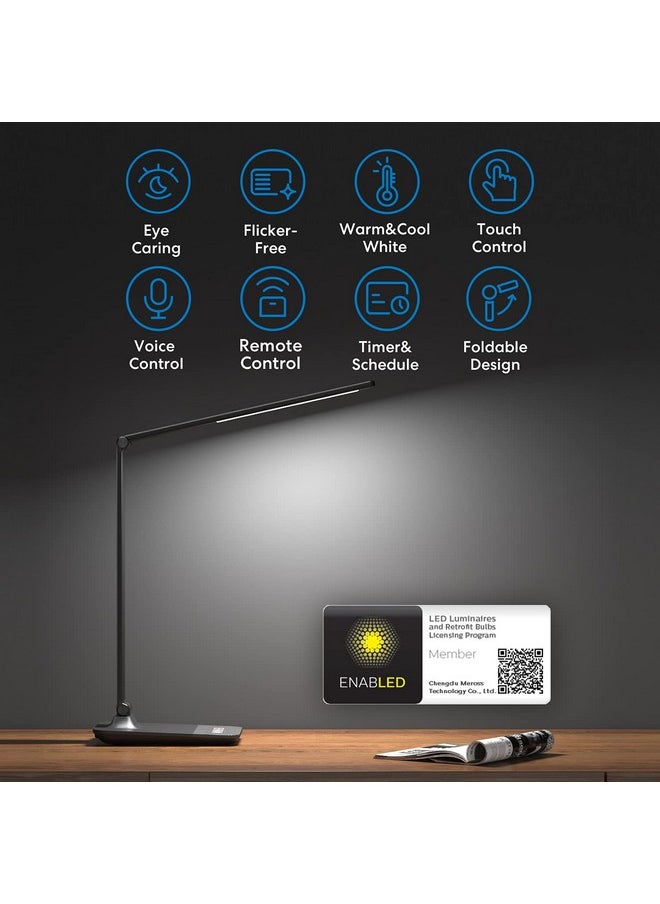 meross Smart LED Desk Light, Metal LED Desk Lamp Works with HomeKit, Alexa and Google Home, WiFi Eye-Caring Smart LED Desk Lamp for Home Office with Tunable White, Remote Control, Schedule and Timer