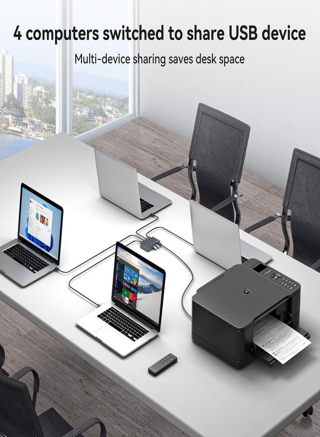 مفتاح تبديل USB 3.2 لأربعة أجهزة كمبيوتر، يتيح مشاركة منفذ USB-C واحد وثلاثة منافذ USB-A بسرعة 10 جيجابت في الثانية، مع إمكانية مشاركة لوحة المفاتيح والماوس والطابعة والماسح الضوئي، بالإضافة إلى 4 كابلات USB 3.0 وجهاز تحكم عن بعد ومحول USB-C إلى USB-A. - Image 3