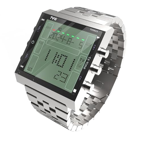 TVG Men's Digital Watch,Military Sports Waterproof LED Watch with Remote Alarm,Stopwatch and Digital TV,Fashion Casual Wrist Tactical Army Watch for Men (Silver) - Image 1