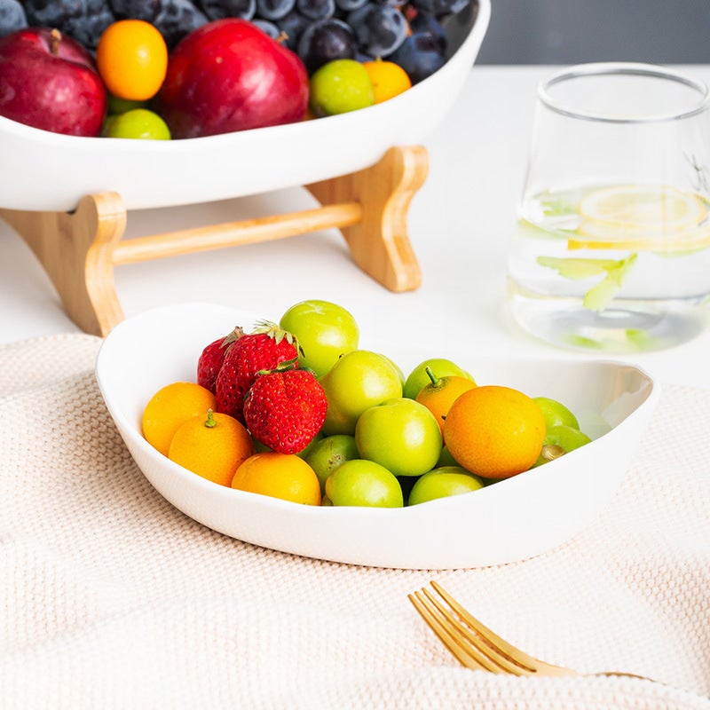 Creative Three-Layer Multi-Layer Fruit Plate European-Style Ceramic Dried Fruit Plate Bamboo Rack Household Sushi Plate Fruit Basket - Image 4