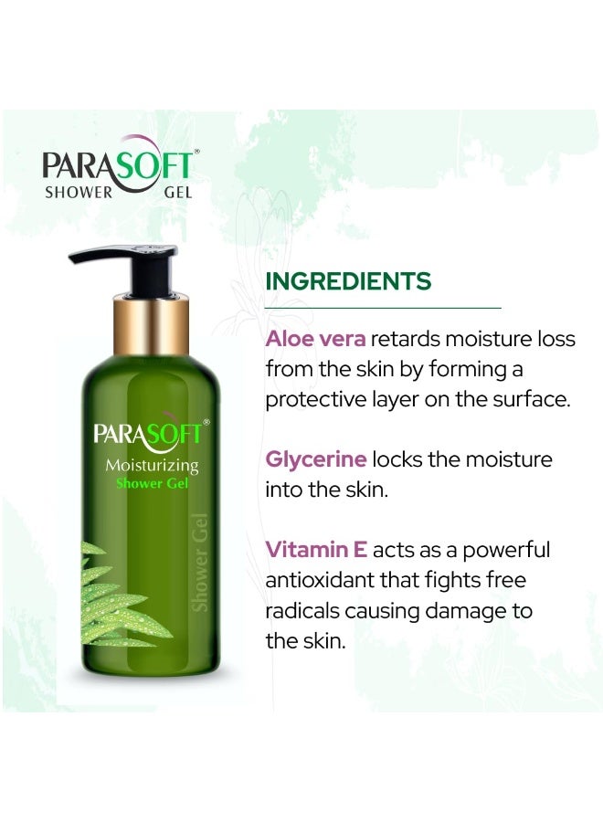 باراسوفت جل استحمام باراسوفت - 200 مل | غسول الجسم المرطب والتنشيط والتنظيف العميق للاستخدام اليومي للاستحمام مع الصبار وفيتامين E والجلسرين للبشرة الجافة والحساسة للجنسين - Image 5