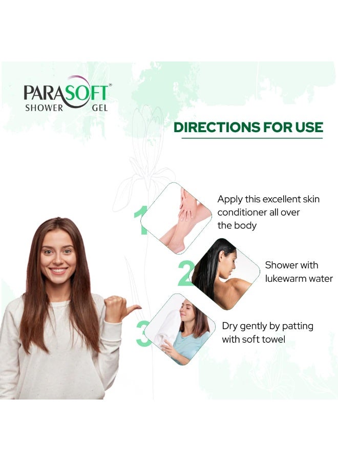 باراسوفت جل استحمام باراسوفت - 200 مل | غسول الجسم المرطب والتنشيط والتنظيف العميق للاستخدام اليومي للاستحمام مع الصبار وفيتامين E والجلسرين للبشرة الجافة والحساسة للجنسين - Image 2