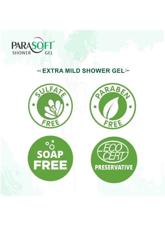 باراسوفت جل استحمام باراسوفت - 200 مل | غسول الجسم المرطب والتنشيط والتنظيف العميق للاستخدام اليومي للاستحمام مع الصبار وفيتامين E والجلسرين للبشرة الجافة والحساسة للجنسين - Image 3
