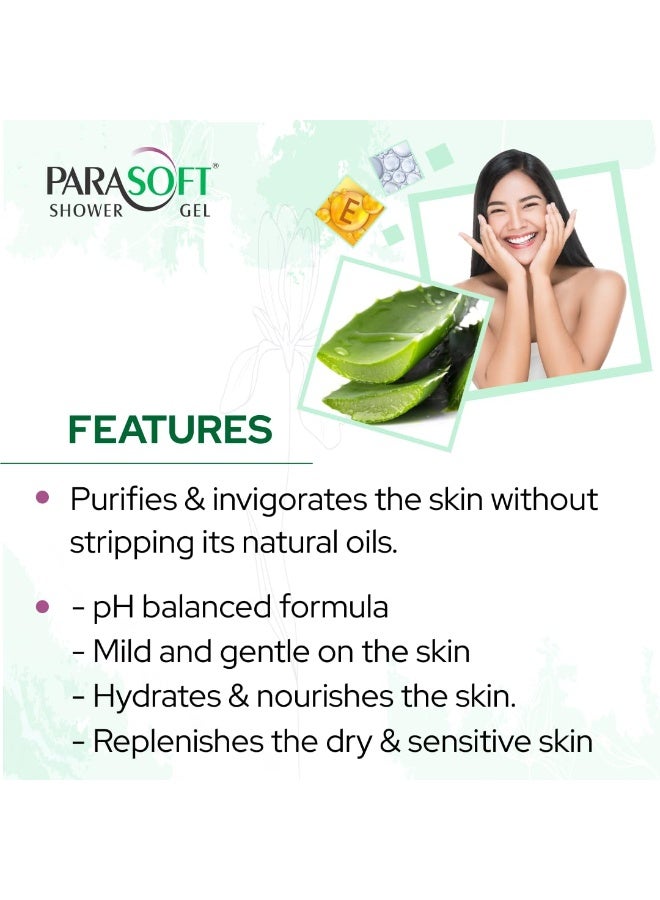 باراسوفت جل استحمام باراسوفت - 200 مل | غسول الجسم المرطب والتنشيط والتنظيف العميق للاستخدام اليومي للاستحمام مع الصبار وفيتامين E والجلسرين للبشرة الجافة والحساسة للجنسين - Image 4
