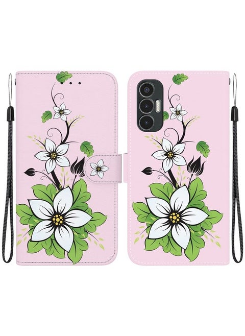 Case Cover For For Tecno Pova 3 LE7 Crystal Texture Colored Drawing Leather Phone Case(Lily)