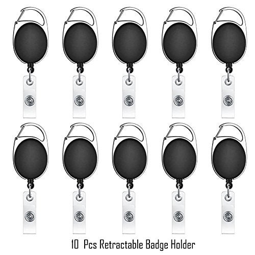 selizo 10pcs Retractable Badge Holders Retractable ID Badge Clips Badge Reels Retractable with Carabiner Reel Clip - Image 2