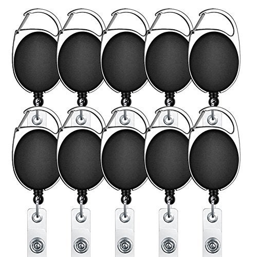 selizo 10pcs Retractable Badge Holders Retractable ID Badge Clips Badge Reels Retractable with Carabiner Reel Clip - Image 1