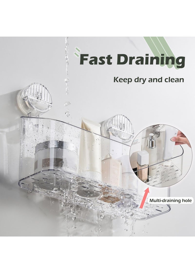 Barakah Shower Caddy Suction Cup Clear Bathroom Shower Organizer Drill-Free Strong Suction Shower Shelves Wall Mounted Shower Rack For Bathroom Storage (Clear Basket) - Image 4