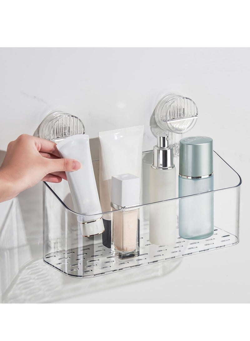 Barakah Shower Caddy Suction Cup Clear Bathroom Shower Organizer Drill-Free Strong Suction Shower Shelves Wall Mounted Shower Rack For Bathroom Storage (Clear Basket) - Image 2
