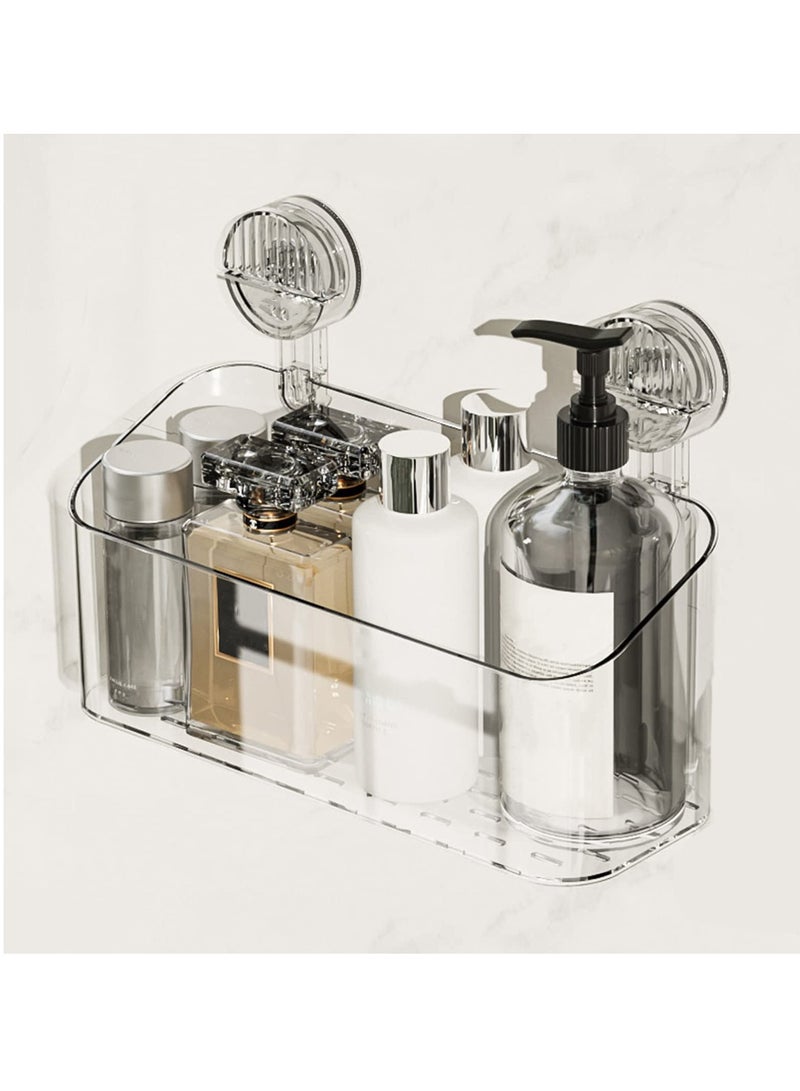 Barakah Shower Caddy Suction Cup Clear Bathroom Shower Organizer Drill-Free Strong Suction Shower Shelves Wall Mounted Shower Rack For Bathroom Storage (Clear Basket) - Image 1