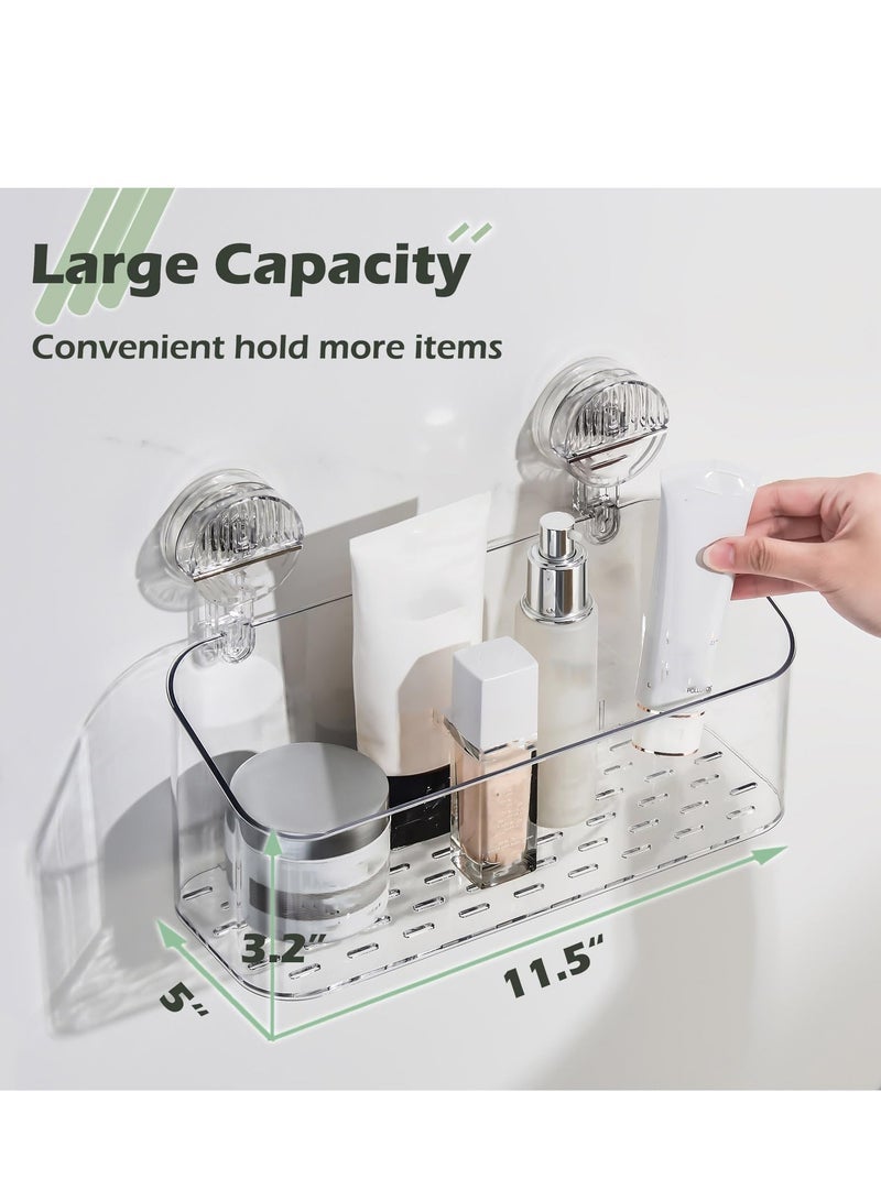 Barakah Shower Caddy Suction Cup Clear Bathroom Shower Organizer Drill-Free Strong Suction Shower Shelves Wall Mounted Shower Rack For Bathroom Storage (Clear Basket) - Image 5