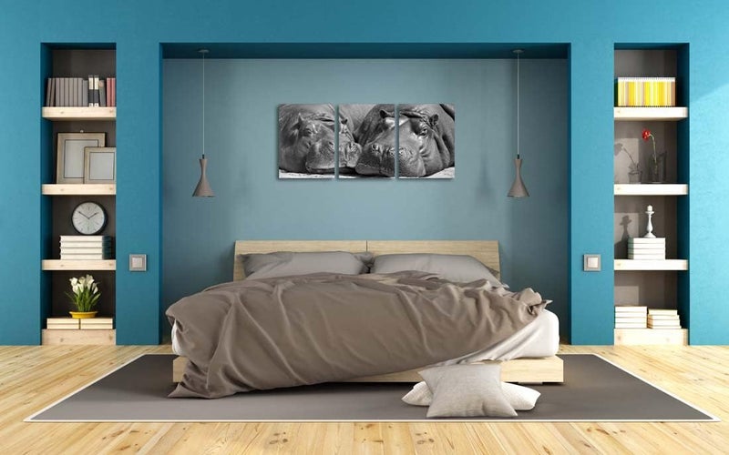 NAN Wind Black and White Hippo Canvas Wall Art Set - Image 5