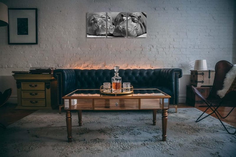 NAN Wind Black and White Hippo Canvas Wall Art Set - Image 4
