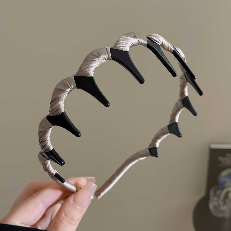 إسكدنيا New Chic Non-slip Hairband with Teeth for Women 1# headband 【1 khaki】】