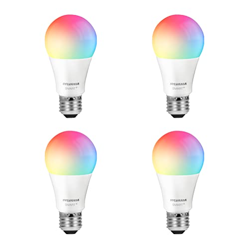 LEDVANCE SYLVANIA Wifi LED Smart Light Bulb, 60W Equivalent Full Color and Tunable White A19, Dimmable, Compatible with Alexa and Google Home Only - 4 Pack (75674) - Image 1