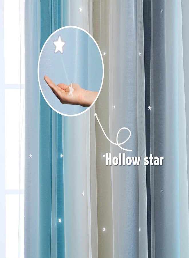 Anytime Dream Star Blackout Curtains for Kids Rooms Girl Princess Curtain for Daughter Bedroom Window (Blue,1 Panel,W52 x L84inch) - Image 5