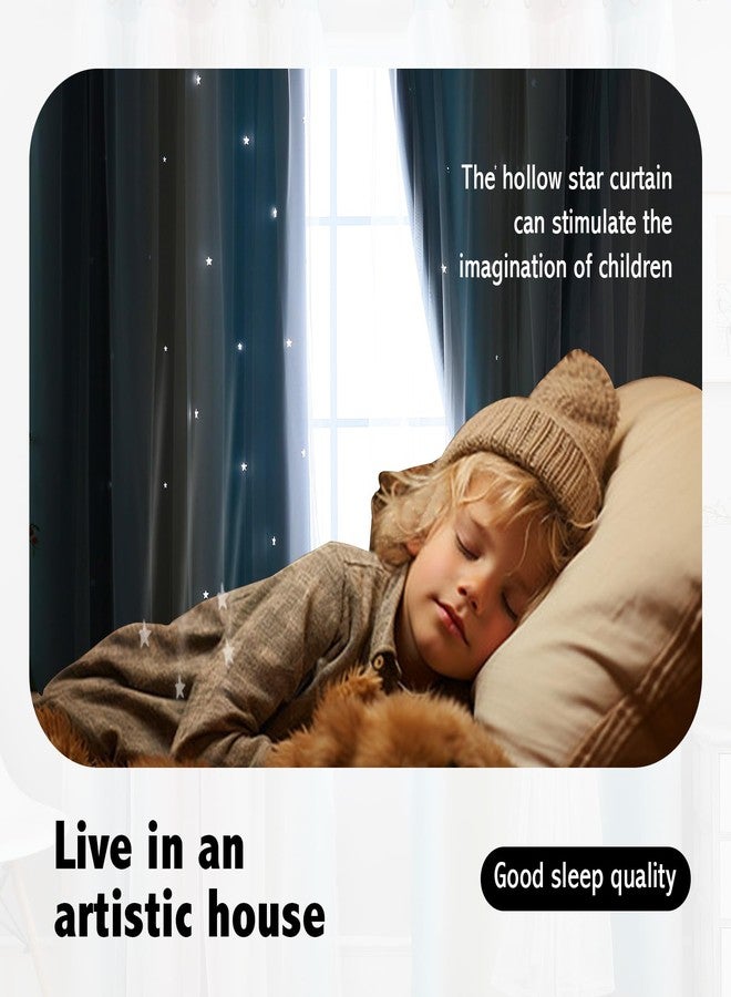 Anytime Dream Star Blackout Curtains for Kids Rooms Girl Princess Curtain for Daughter Bedroom Window (Blue,1 Panel,W52 x L84inch) - Image 3