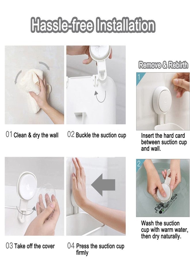 SunHorde Double Plastic Shower Caddy Suction Cup Shower Organizer Basket Bath Shelf, Strong Suction Power Bathroom Caddies with Fence Hooks, Kitchen Rack, Waterproof, Reusable, for Shampoo, Gel - Image 5