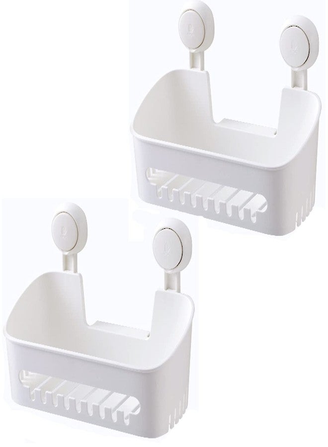 SunHorde Double Plastic Shower Caddy Suction Cup Shower Organizer Basket Bath Shelf, Strong Suction Power Bathroom Caddies with Fence Hooks, Kitchen Rack, Waterproof, Reusable, for Shampoo, Gel - Image 1