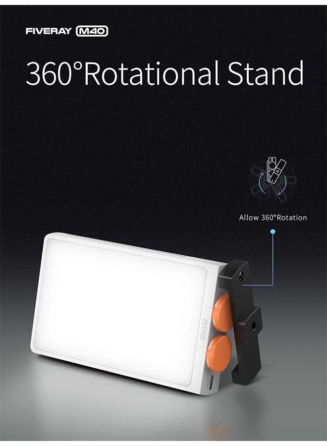 ZHIYUN FIVERAY M40 Video Light [Official], 40W Portable Camera Light, 14000 Lux, CRI/TLCI 96+ 2700-6200K, 320g LED Panel DSLR Photography Lighting, Lighting Setup for YouTube, TikTok - Image 2