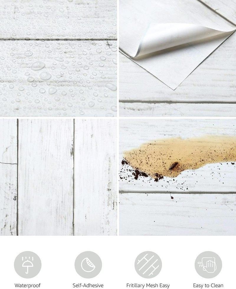 Abyssaly Contact Paper Wood 11.8”x 196” Shiplap Peel and Stick Wallpaper Self-Adhesive Removable Decorative Wall Covering Vintage Wood Panel Interior Film for Home Decoration - Image 2
