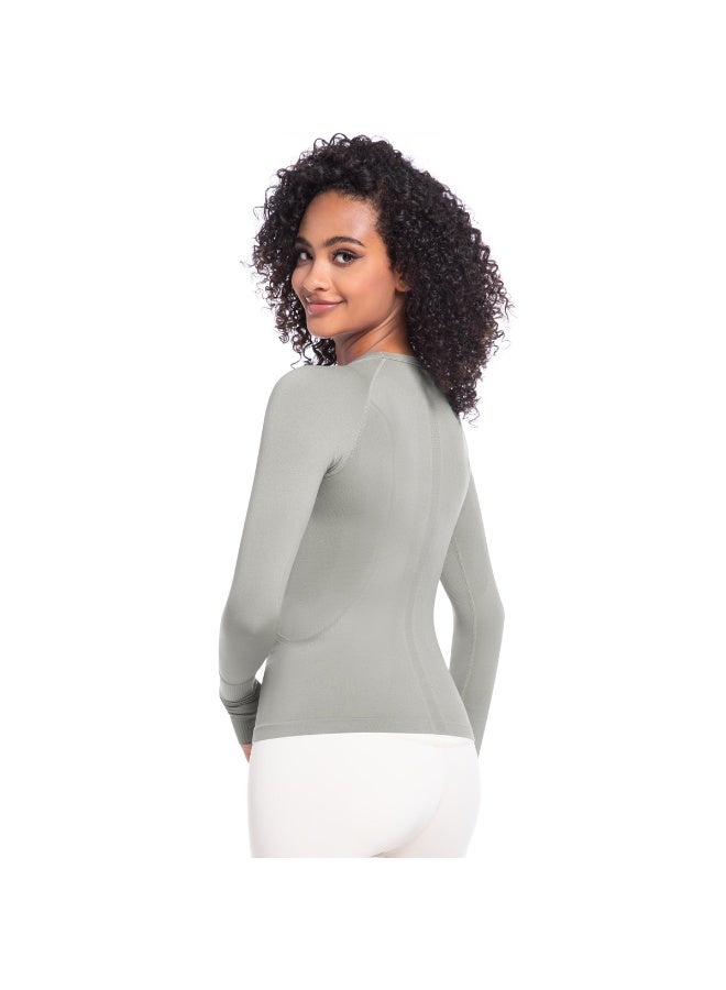 Seamless Yoga Shirts Women's Gym Crew Neck Long Sleeve Fitness Tops Workout Clothes Sportswear High Stretchy Running T-shirts - Image 5