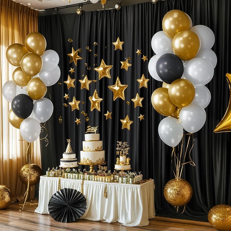 PARTISKY 40x10FT Black Backdrop Curtains for Wedding Parties, Wrinkle Free Polyester Photography Backdrop Drapes for Wedding Baby Shower Birthday Parties Stage Background Stand Decorations 4x10ft,10 Panels - Image 4