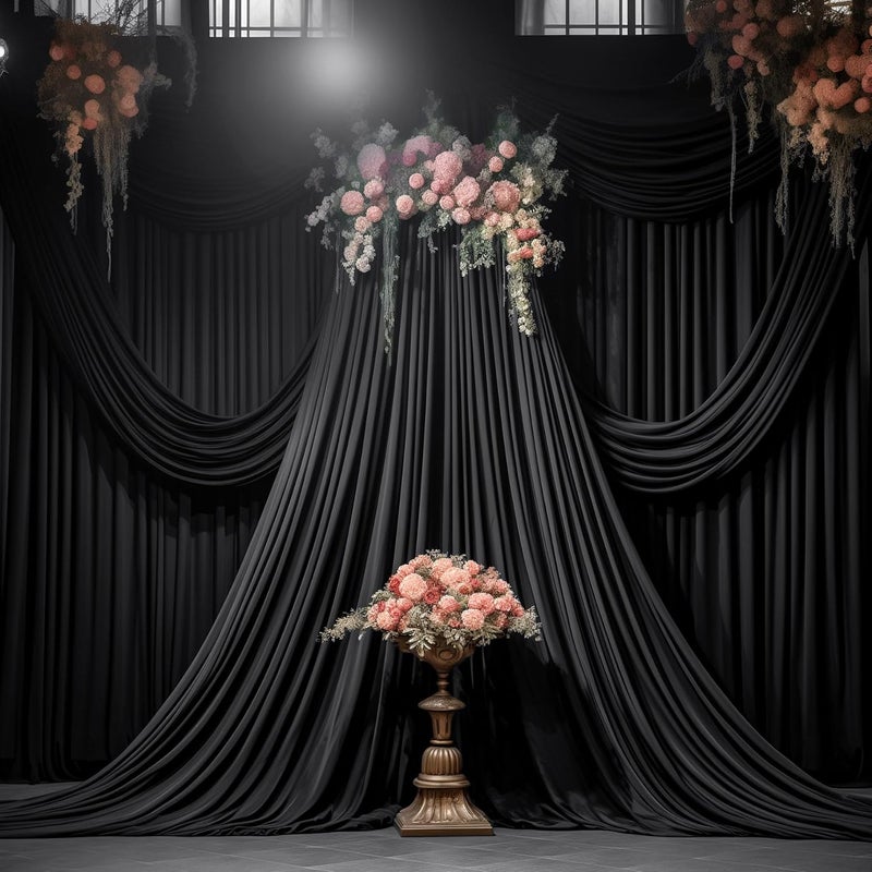 PARTISKY 40x10FT Black Backdrop Curtains for Wedding Parties, Wrinkle Free Polyester Photography Backdrop Drapes for Wedding Baby Shower Birthday Parties Stage Background Stand Decorations 4x10ft,10 Panels - Image 5