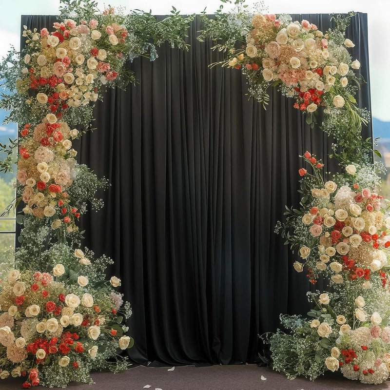 PARTISKY 40x10FT Black Backdrop Curtains for Wedding Parties, Wrinkle Free Polyester Photography Backdrop Drapes for Wedding Baby Shower Birthday Parties Stage Background Stand Decorations 4x10ft,10 Panels - Image 3