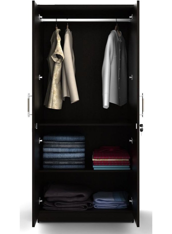 Spacewood Texas 2 Door Wardrobe (Woodpore Finish, Natural Wenge Brown) - Image 4