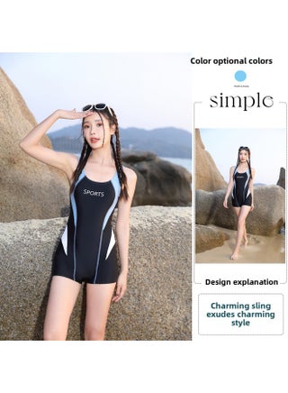 Conjoined Plus Size Boxer Professional Swimsuit Student Racing Swimming Pool Swimsuit Ladies Conservative Swimsuit-Color:Black Blue- - pzsku/Z88A64AD266152C72EE77Z/45/1747208334/7e0dc599-3cbe-4c86-ab6d-c16e9797efb9