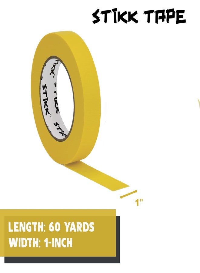 STIKK Painters Tape - 3pk Yellow Painter Tape - 1 inch x 60 Yards - Paint Tape for Painting, Edges, Trim, Ceilings - Masking Tape for DIY Paint Projects - Residue-Free Painting Tape - Image 2