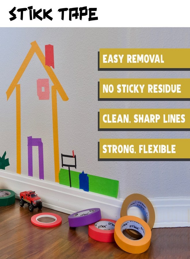 STIKK Painters Tape - 3pk Yellow Painter Tape - 1 inch x 60 Yards - Paint Tape for Painting, Edges, Trim, Ceilings - Masking Tape for DIY Paint Projects - Residue-Free Painting Tape - Image 5