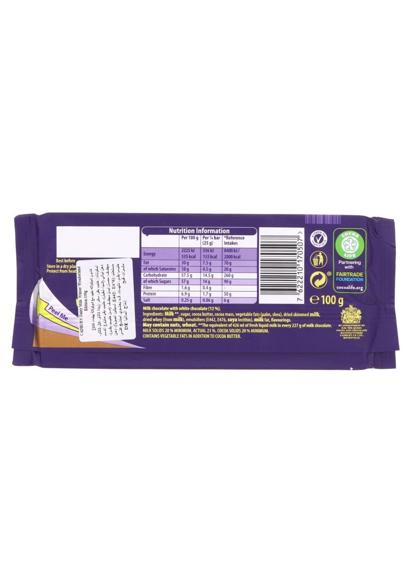 Cadbury Dairy Milk Winter Wonderland Edition Milk and Whilte Chocolate Bar 100g - Image 2