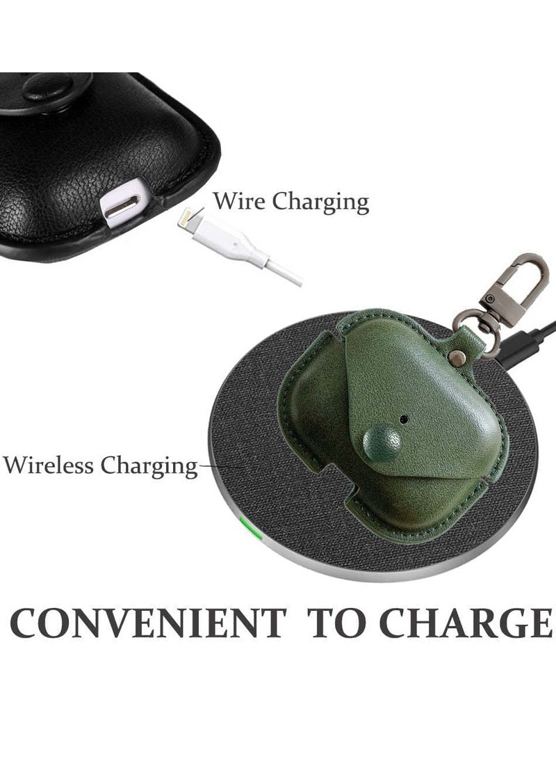 DUSALA AirPods 3rd Generation Case 2021 Leather Protective Case Skin Cover with Keychain and Lock for Apple Airpods 3 Case Women Men Green - Image 5