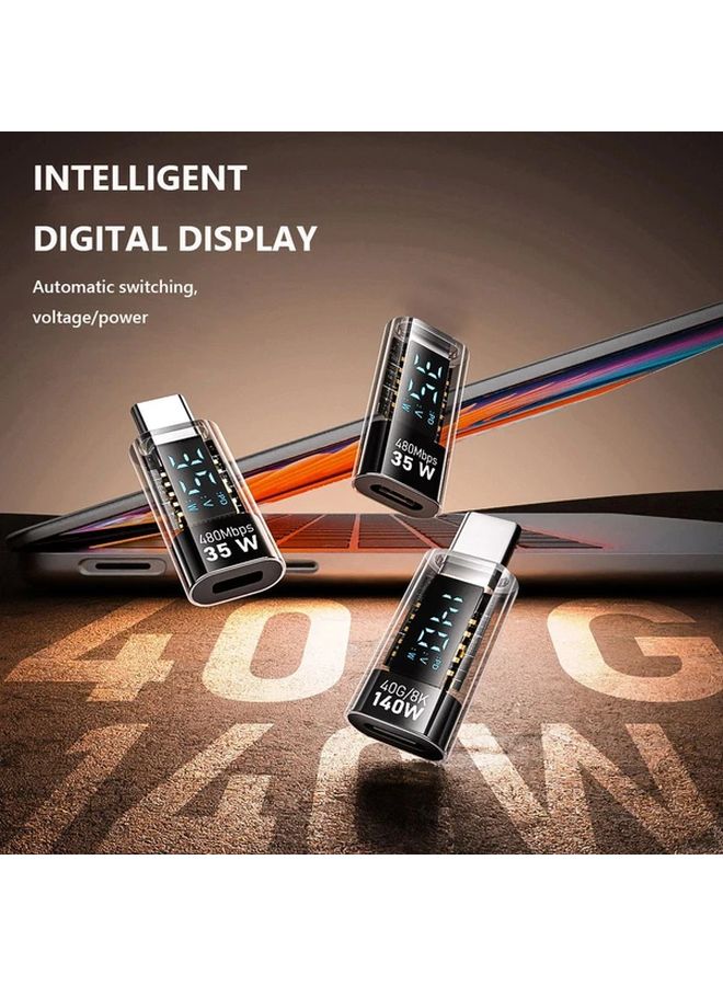 Black 140W USB C Adapter with Digital Display for MacBook Samsung Laptop - Image 3