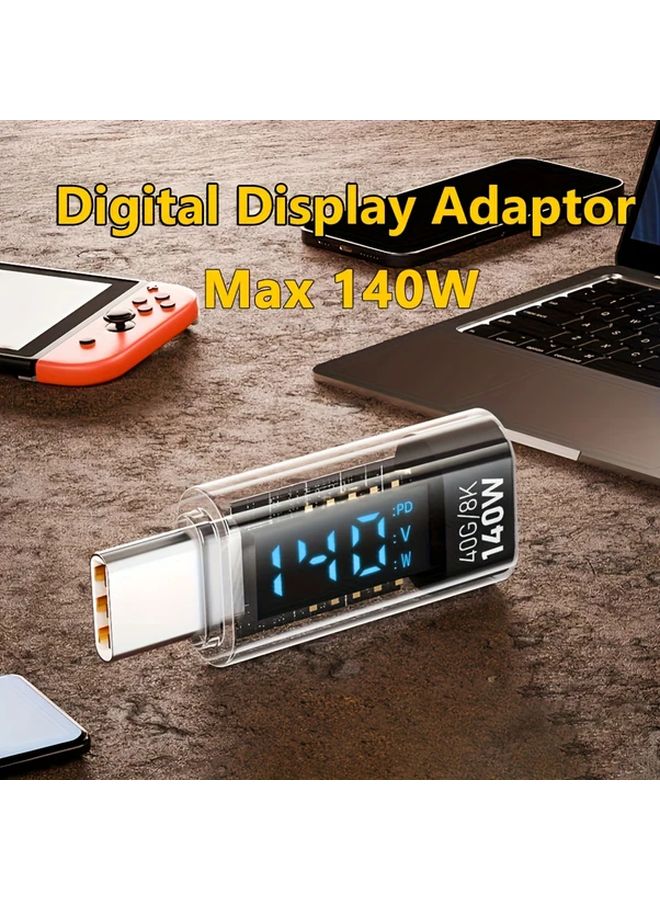 Black 140W USB C Adapter with Digital Display for MacBook Samsung Laptop - Image 2