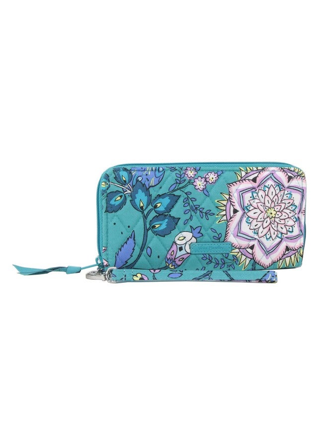 Vera Bradley Cotton Rfid Accordion Wristlet Peacock Garden - Image 1