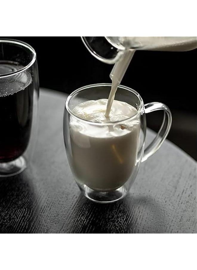 HOOKOR Double Wall Glass Coffee Mugs with Handle- Insulated Clear Coffee Mugs Set of 2, Perfect for Espresso, Cappuccino, Latte, Americano, Tea Bag, Beverage (12OZ)  - Image 4