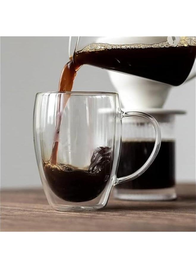 HOOKOR Double Wall Glass Coffee Mugs with Handle- Insulated Clear Coffee Mugs Set of 2, Perfect for Espresso, Cappuccino, Latte, Americano, Tea Bag, Beverage (12OZ)  - Image 5