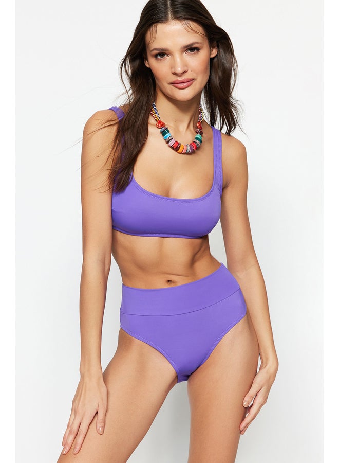 trendyol الأرجواني Bralet ارتفاع الخصر ارتفاع الساق بيكيني مجموعة TBESS22BT0010  - Image 1