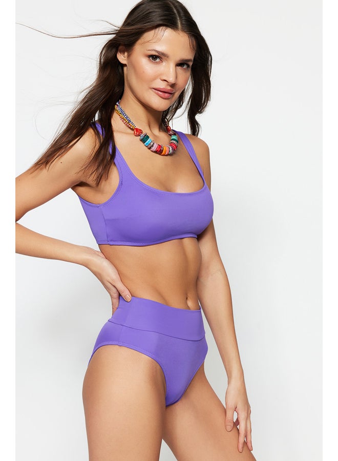 trendyol الأرجواني Bralet ارتفاع الخصر ارتفاع الساق بيكيني مجموعة TBESS22BT0010  - Image 2
