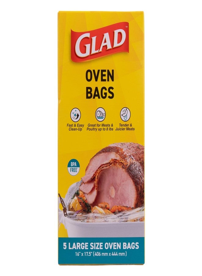 Glad أكياس فرن كبيرة الحجم من جلاد للحوم والدواجن - خالية من BPA* لتحضير مشاوي طرية وعصيرية مع تنظيف سريع وسهل، أكياس طهي وشواء، كبيرة 16" × 17.5" - 5 عد - Image 1