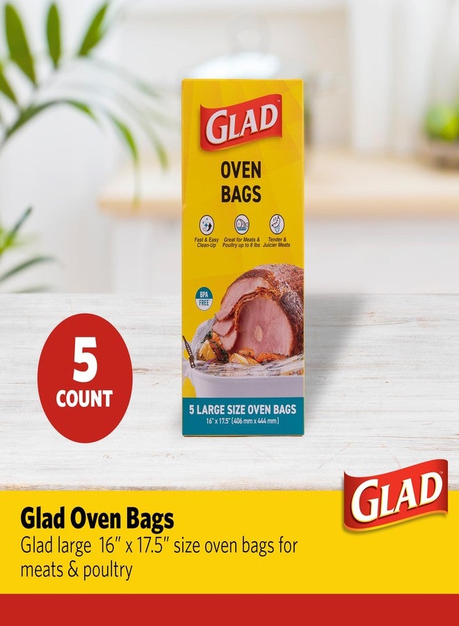 Glad أكياس فرن كبيرة الحجم من جلاد للحوم والدواجن - خالية من BPA* لتحضير مشاوي طرية وعصيرية مع تنظيف سريع وسهل، أكياس طهي وشواء، كبيرة 16" × 17.5" - 5 عد - Image 2