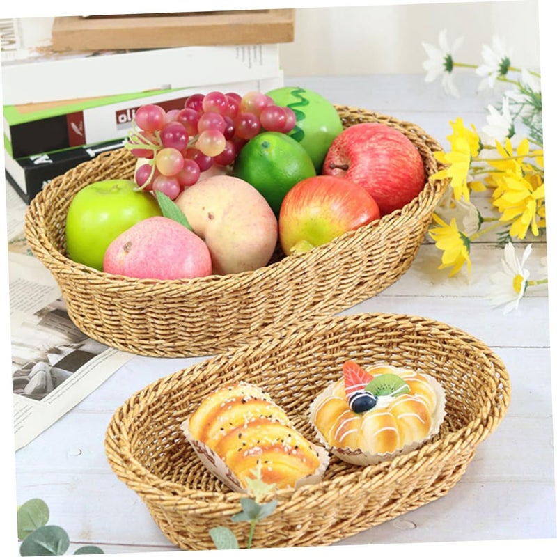 Natural Rattan Fruit Bowl Decorative Basket For Bread Snack Storage Home Decor - Image 5