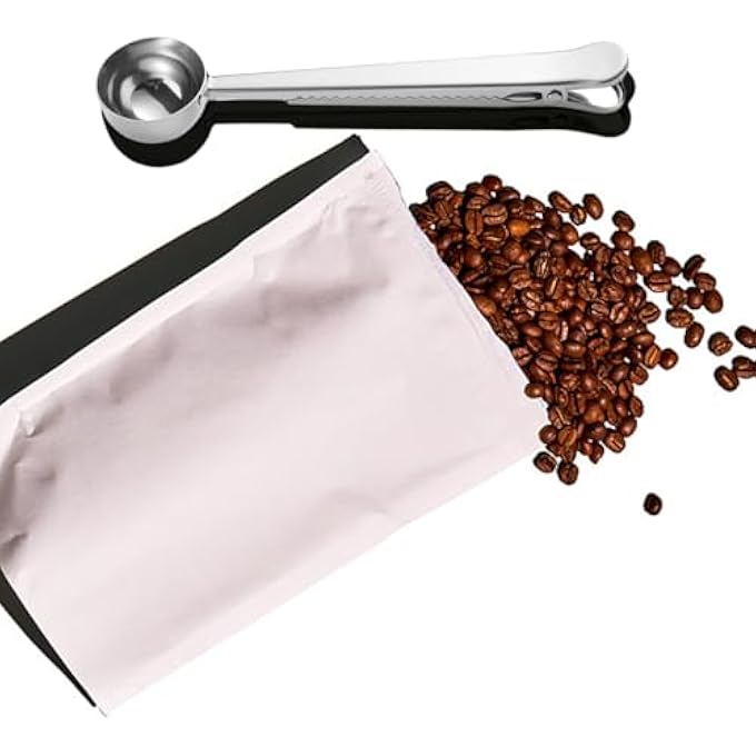 ريحني ملعقة قهوة بمقدار قطعتين مع مشبك كيس ملعقة قياس قهوة من الفولاذ المقاوم للصدأ ملعقة قياس وختم قهوة مطحونة للقهوة المطحونة والحبوب - Image 5