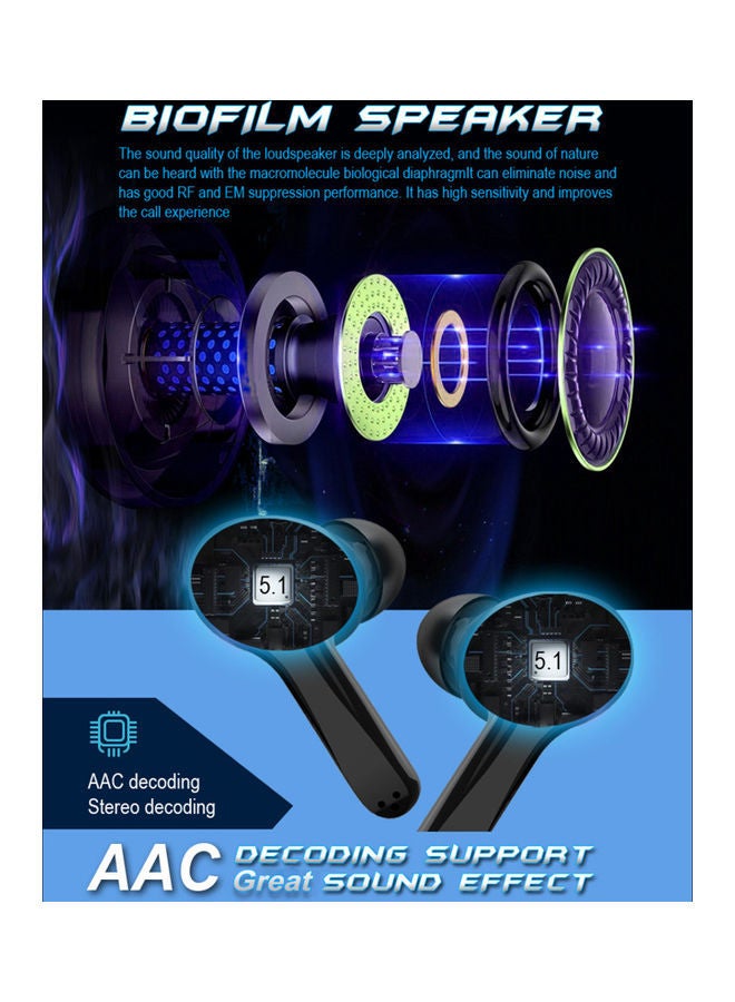 NIBEMINENT TWS In-Ear Earbuds With Charging Case Black/Silver - Image 3