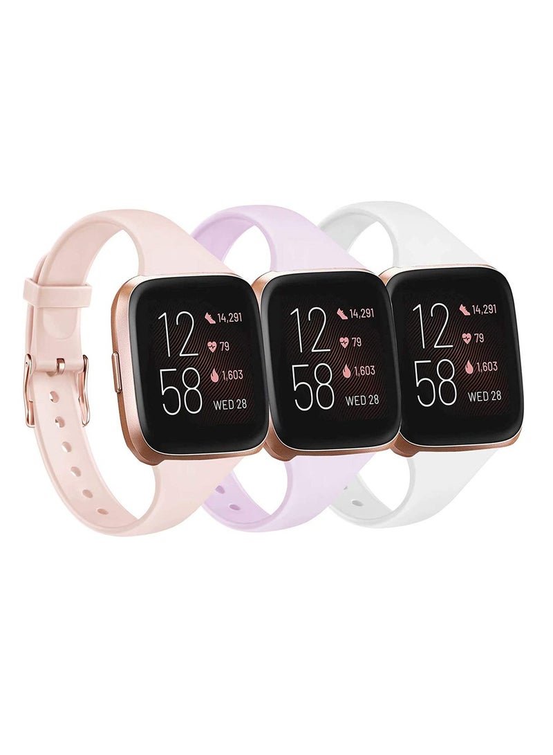 Sport Bands Compatible with Fitbit Versa 2, Fitbit Versa, Versa Lite, Versa SE, Classic Soft Silicone Replacement Smartwatch Wristbands for Fitbit Versa Smart Watch Women Men (6 Pack, Small) - Image 1