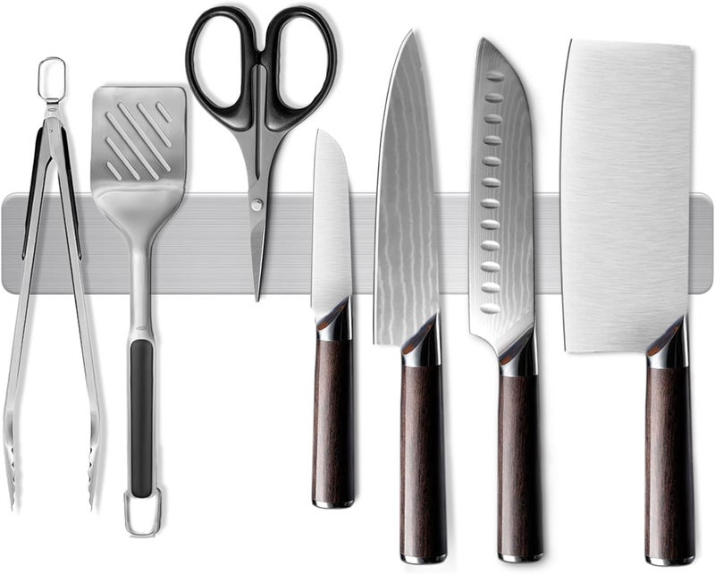 MEDALLIX 16 Inch Stainless Steel Magnetic Knife Holder for Wall, Heavy-Duty Knife Bar Strip with Powerful Magnet, Kitchen Utensil Organizer Rack for Knives, Tools, Refrigerator or Wall Mount - Image 1