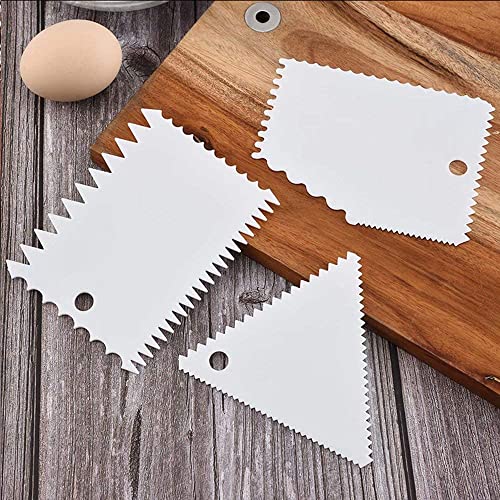 Jamboree!!! Jamboree 6Pcs Sawtooth Shaped Cake Cream Scrapper Butter Knife Kitchen Gadgets Plastic Dough Cutter Dough Scraper DIY Baking Pastry Tool Baking Comb (Plastic Pack of 6) (6 Pcs Scrapper) - Image 3
